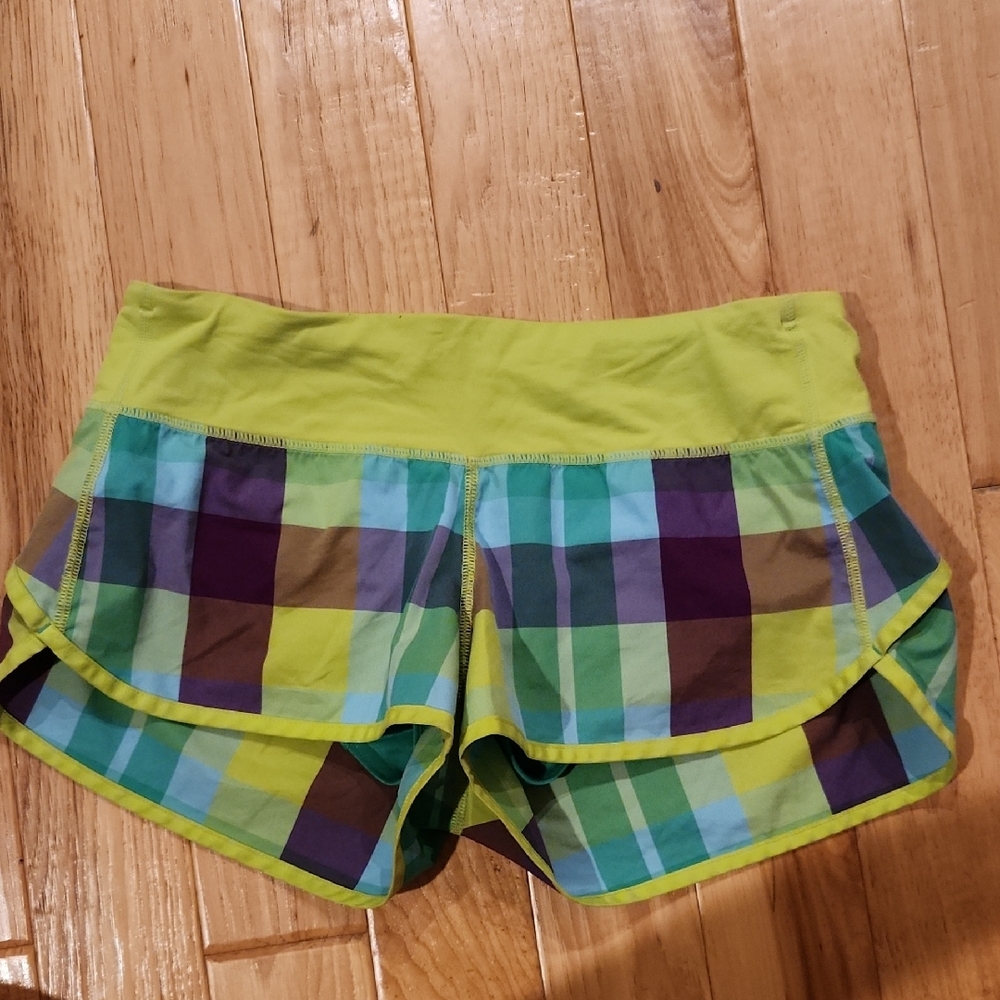 Plaid Women's Shorts in Green and Blue